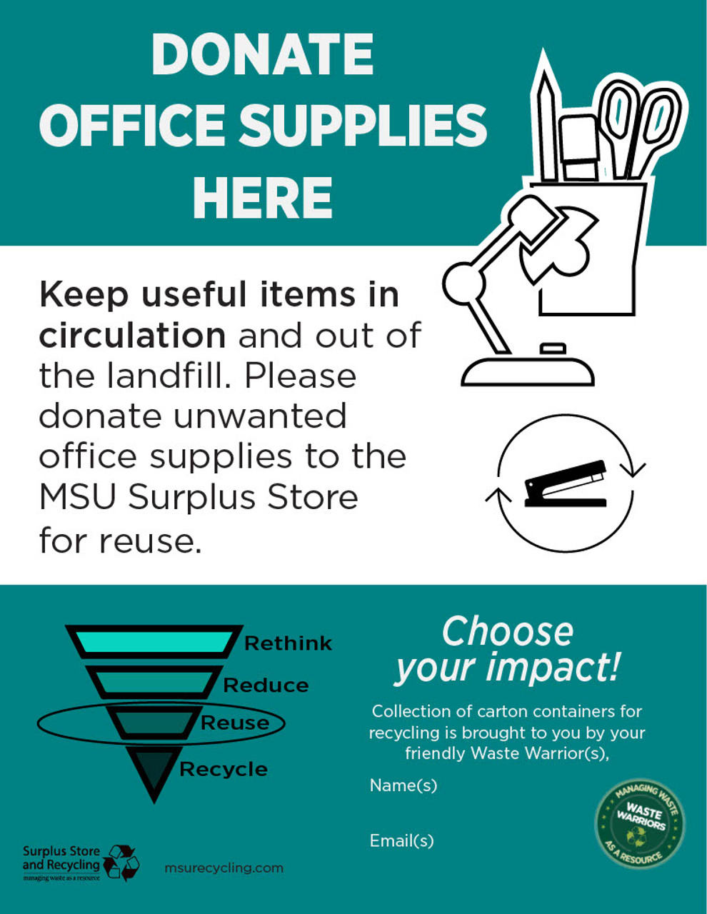 Download - Donate Office Supplies Sign - MSU Recycling Center